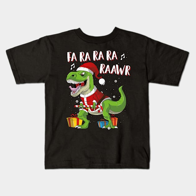 Fa Ra Ra Ra Ra Rawr Santa Dinosaur T Rex Funny Christmas Kids T-Shirt by trendingoriginals